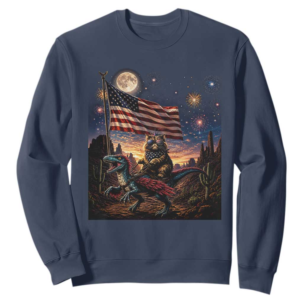 Funny Princess Cat On Dinosaur Patriotic Freedom Gift Sweatshirt