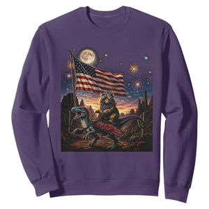 Funny Princess Cat On Dinosaur Patriotic Freedom Gift Sweatshirt