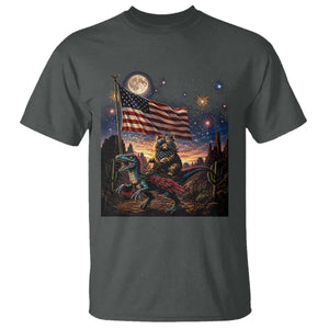 Funny Princess Cat On Dinosaur Patriotic Freedom Gift T Shirt
