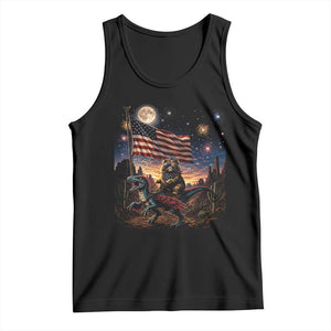 Funny Princess Cat On Dinosaur Patriotic Freedom Gift Tank Top