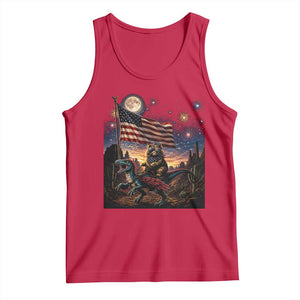 Funny Princess Cat On Dinosaur Patriotic Freedom Gift Tank Top