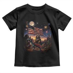 Funny Princess Cat On Dinosaur Patriotic Freedom Gift Toddler T Shirt
