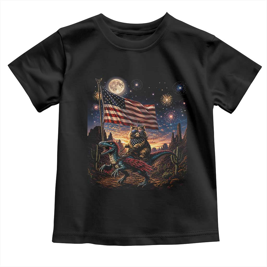 Funny Princess Cat On Dinosaur Patriotic Freedom Gift Toddler T Shirt TS12 Black Print Your Wear