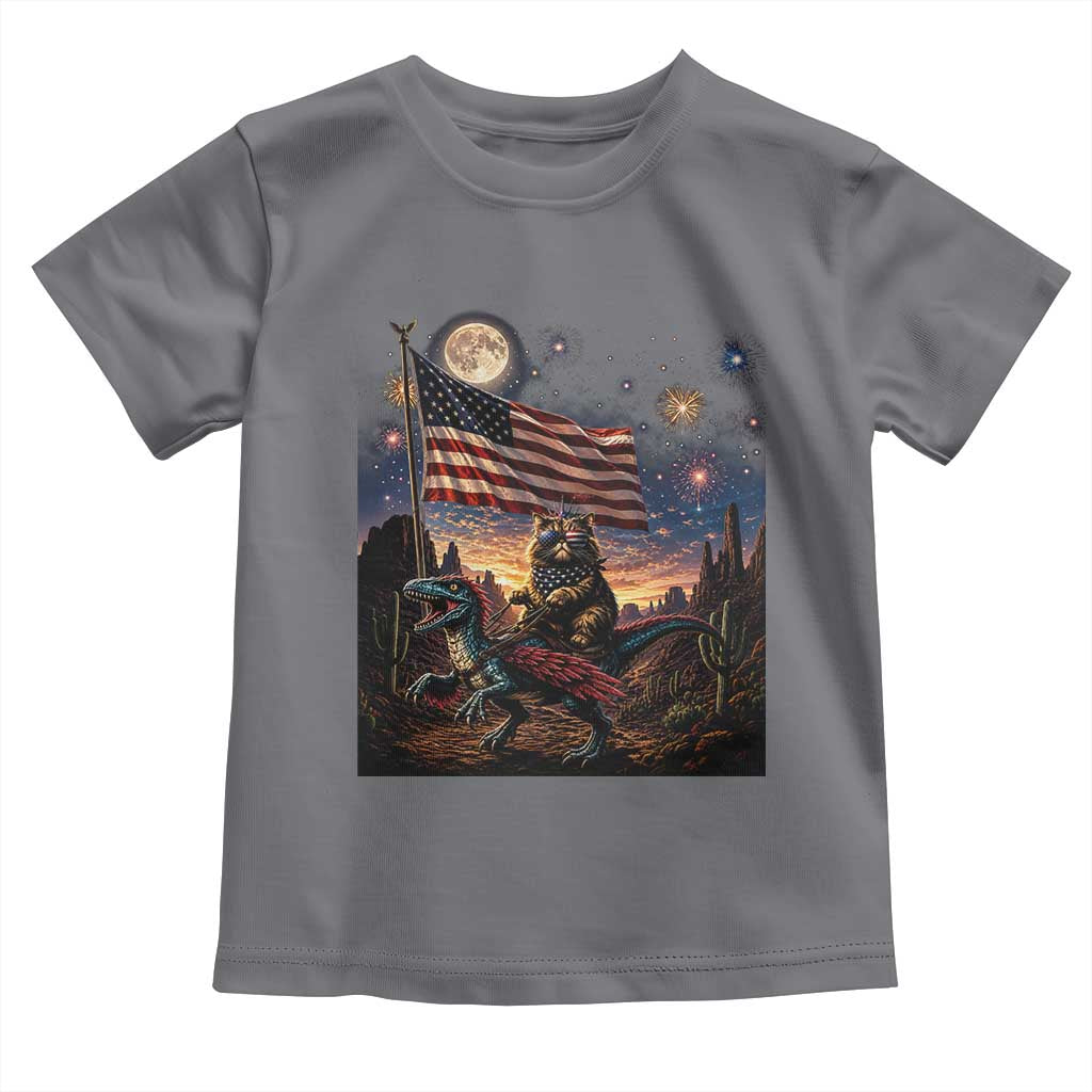 Funny Princess Cat On Dinosaur Patriotic Freedom Gift Toddler T Shirt