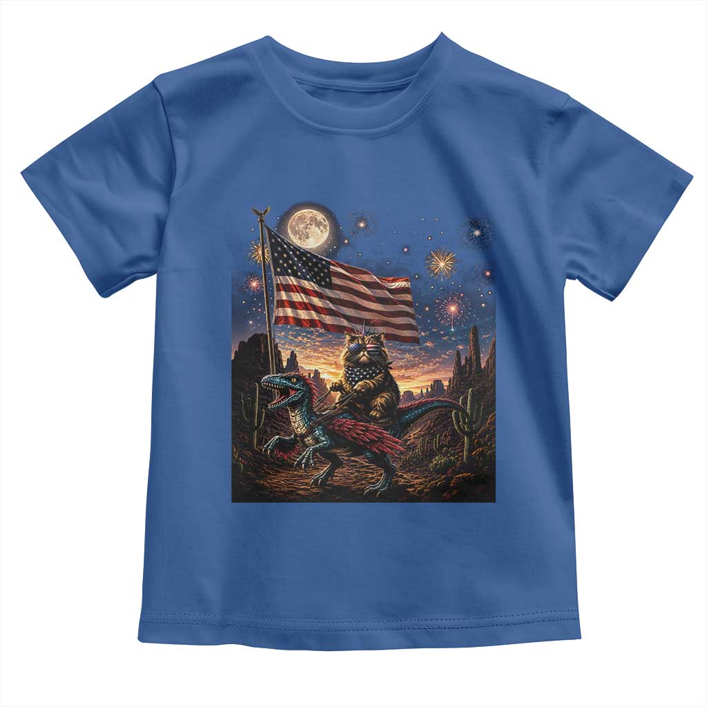 Funny Princess Cat On Dinosaur Patriotic Freedom Gift Toddler T Shirt