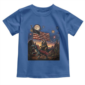 Funny Princess Cat On Dinosaur Patriotic Freedom Gift Toddler T Shirt