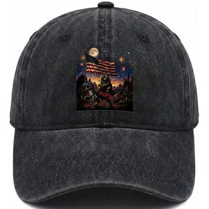 Funny Princess Cat On Dinosaur Patriotic Freedom Gift Washed Cotton Baseball Cap