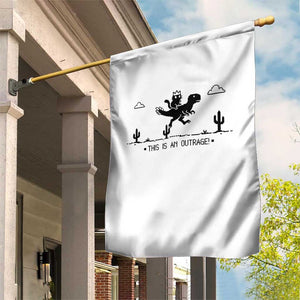 Funny Cat Riding Dinosaur Pixel Retro Garden Flag This Is An Outrage