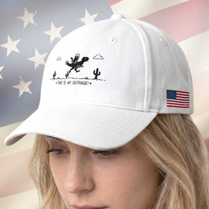 Funny Cat Riding Dinosaur Pixel Retro Baseball Cap This Is An Outrage