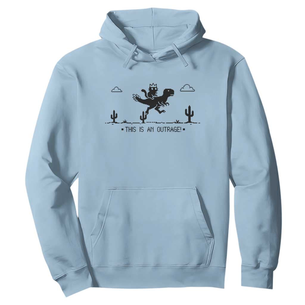 Funny Cat Riding Dinosaur Pixel Retro Hoodie This Is An Outrage