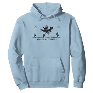 Funny Cat Riding Dinosaur Pixel Retro Hoodie This Is An Outrage