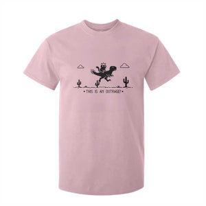 Funny Cat Riding Dinosaur Pixel Retro T Shirt For Kid This Is An Outrage