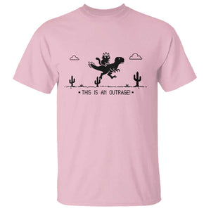 Funny Cat Riding Dinosaur Pixel Retro T Shirt This Is An Outrage