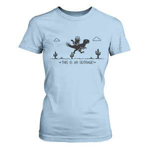 Funny Cat Riding Dinosaur Pixel Retro T Shirt For Women This Is An Outrage