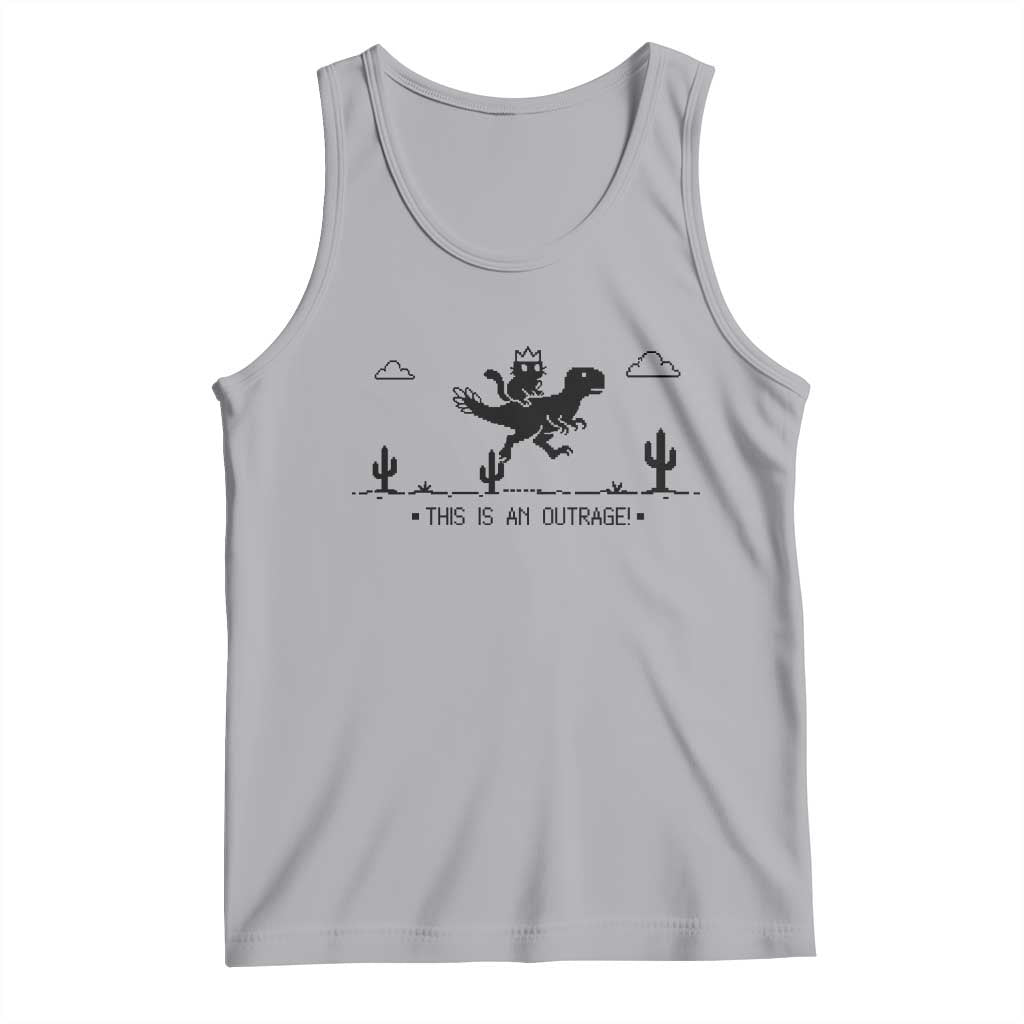 Funny Cat Riding Dinosaur Pixel Retro Tank Top This Is An Outrage