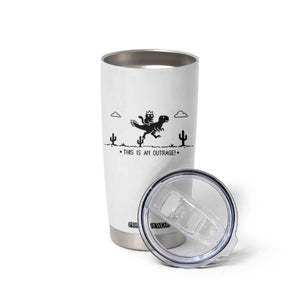 Funny Cat Riding Dinosaur Pixel Retro Tumbler Cup This Is An Outrage