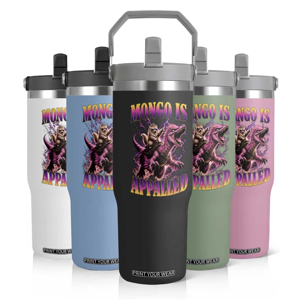 Fantasy Book Reader Geeky Cat Lover Flip Straw Tumbler Mongo Is Appalled