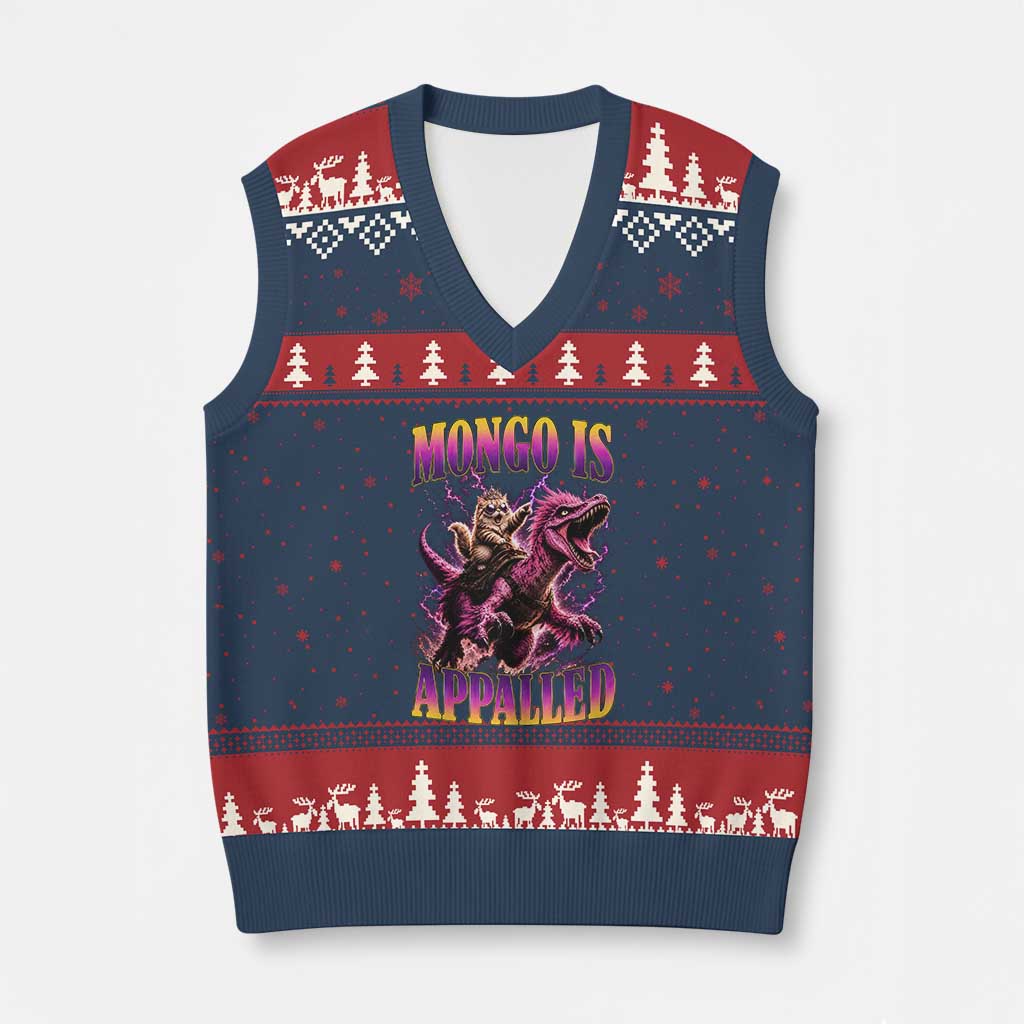 Fantasy Book Reader Geeky Cat Lover V-Neck Knit Sweater Vest Mongo Is Appalled TS12 Navy Red Print Your Wear