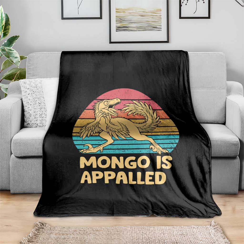 Mongo Is Appalled Throw Blanket Funny Dinosaur Gamer Book Lover Retro Gift
