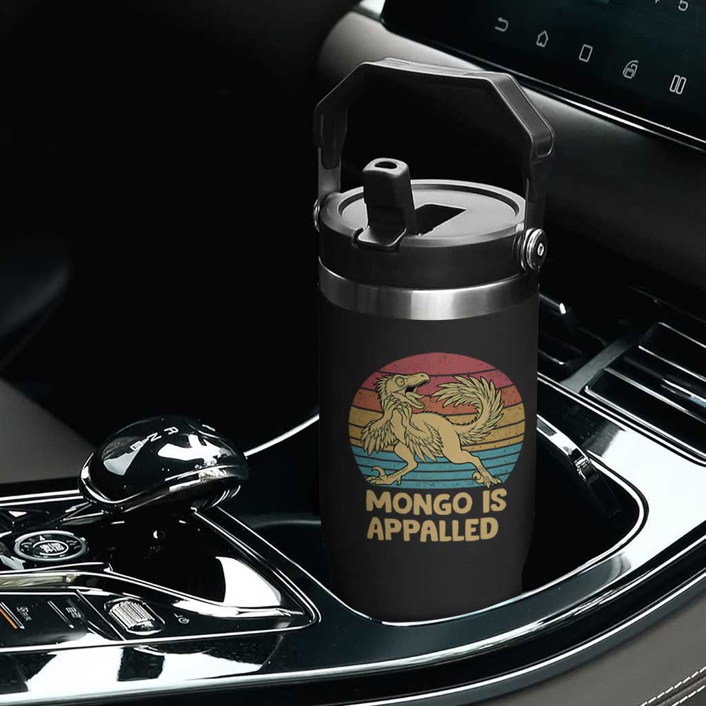 Mongo Is Appalled Flip Straw Tumbler Funny Dinosaur Gamer Book Lover Retro Gift