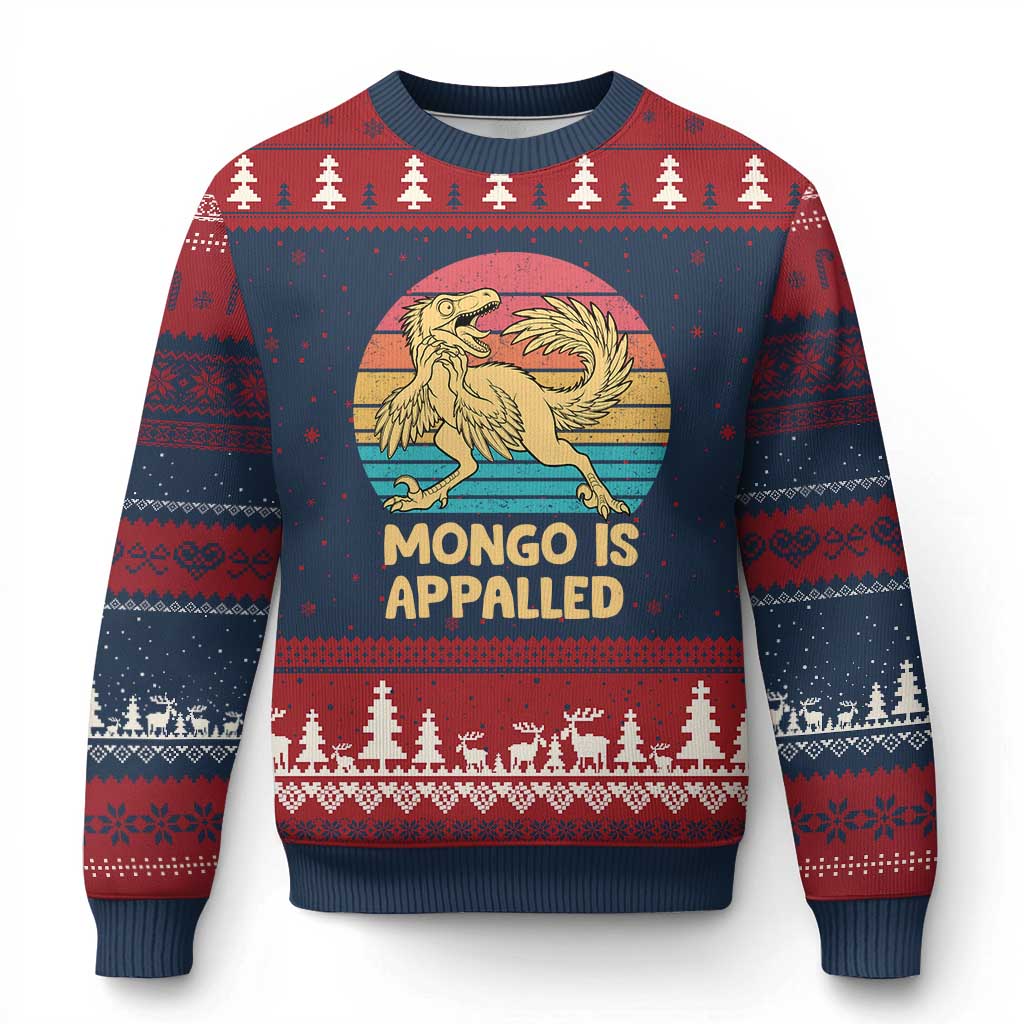 Mongo Is Appalled Ugly Christmas Sweater Funny Dinosaur Gamer Book Lover Retro Gift