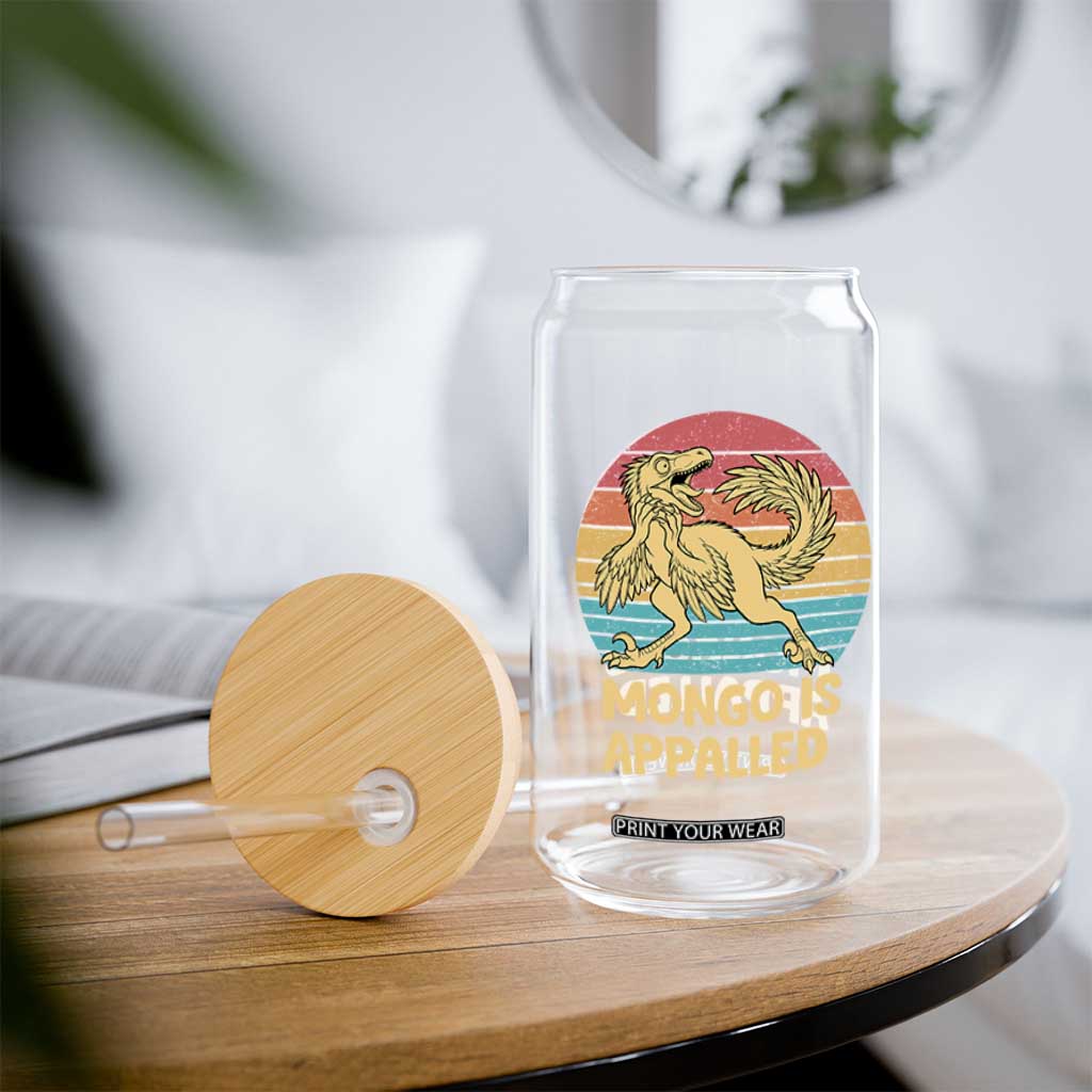 Mongo Is Appalled Glass Can Funny Dinosaur Gamer Book Lover Retro Gift