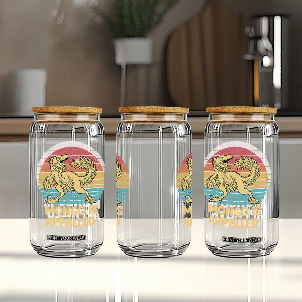 Mongo Is Appalled Glass Can Funny Dinosaur Gamer Book Lover Retro Gift