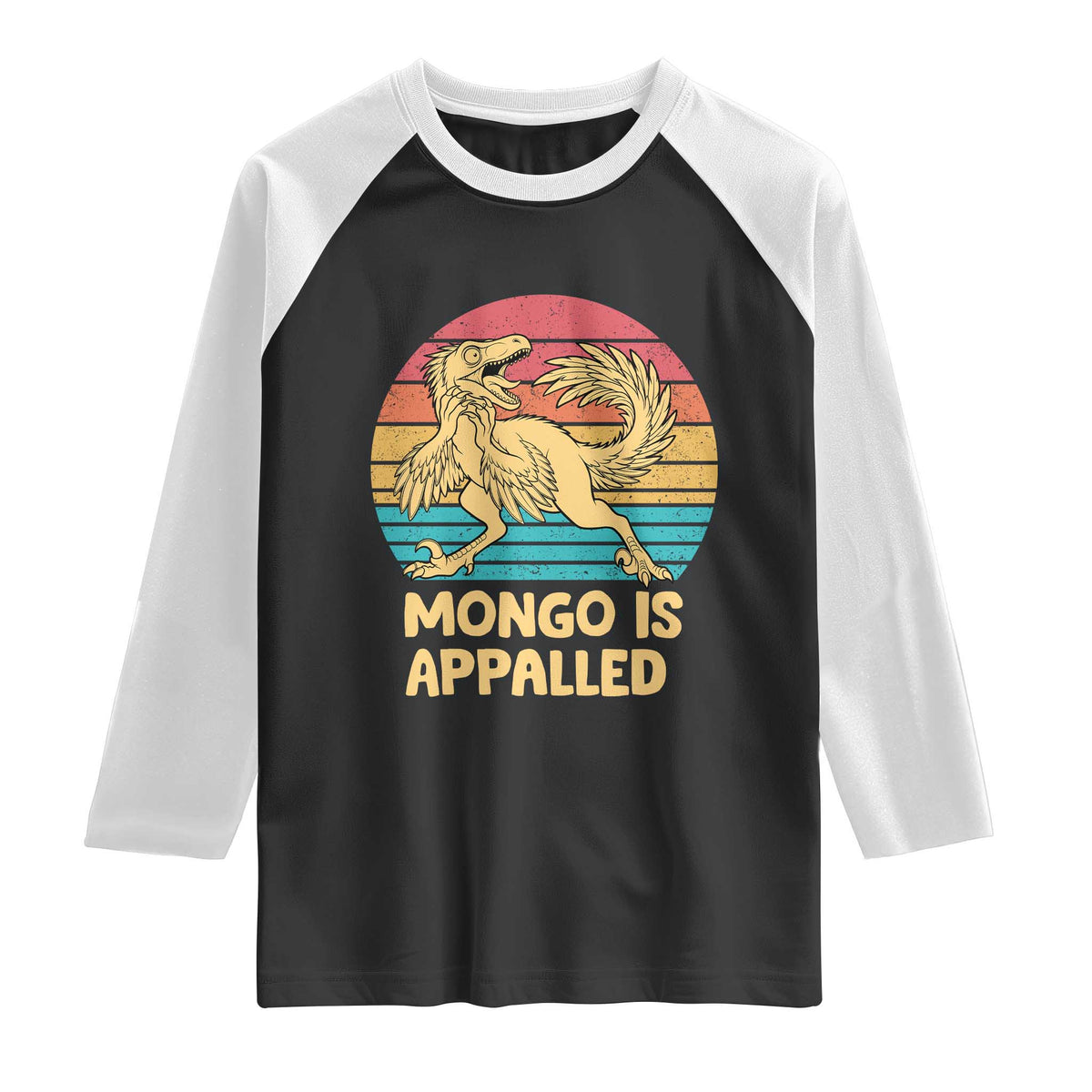 Mongo Is Appalled Raglan Shirt Funny Dinosaur Gamer Book Lover Retro Gift