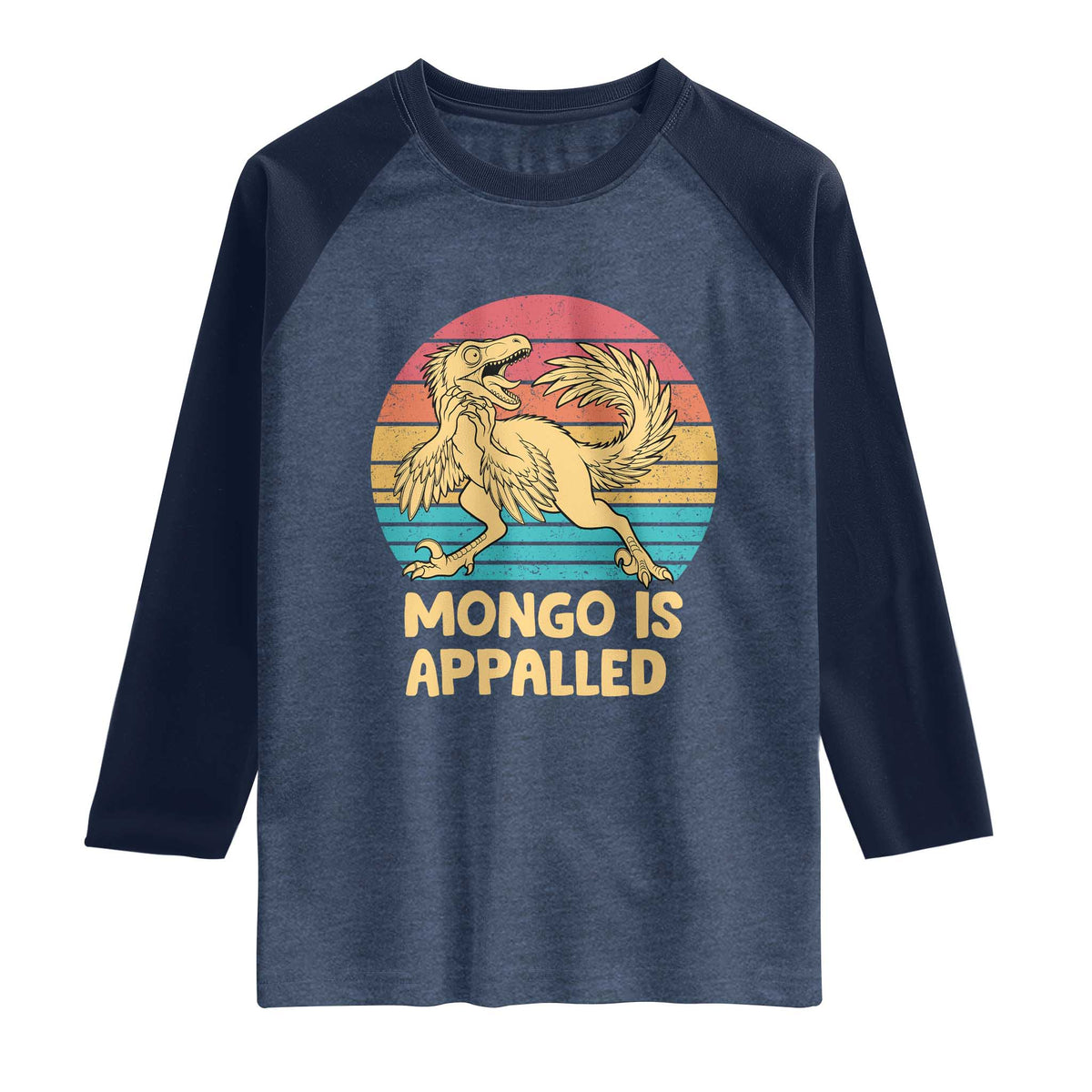 Mongo Is Appalled Raglan Shirt Funny Dinosaur Gamer Book Lover Retro Gift