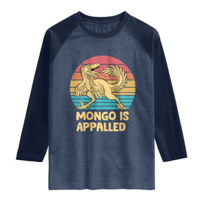 Mongo Is Appalled Raglan Shirt Funny Dinosaur Gamer Book Lover Retro Gift