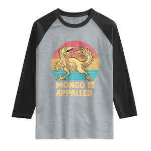 Mongo Is Appalled Raglan Shirt Funny Dinosaur Gamer Book Lover Retro Gift