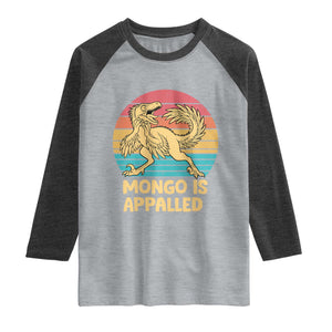 Mongo Is Appalled Raglan Shirt Funny Dinosaur Gamer Book Lover Retro Gift