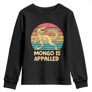 Mongo Is Appalled Youth Sweatshirt Funny Dinosaur Gamer Book Lover Retro Gift
