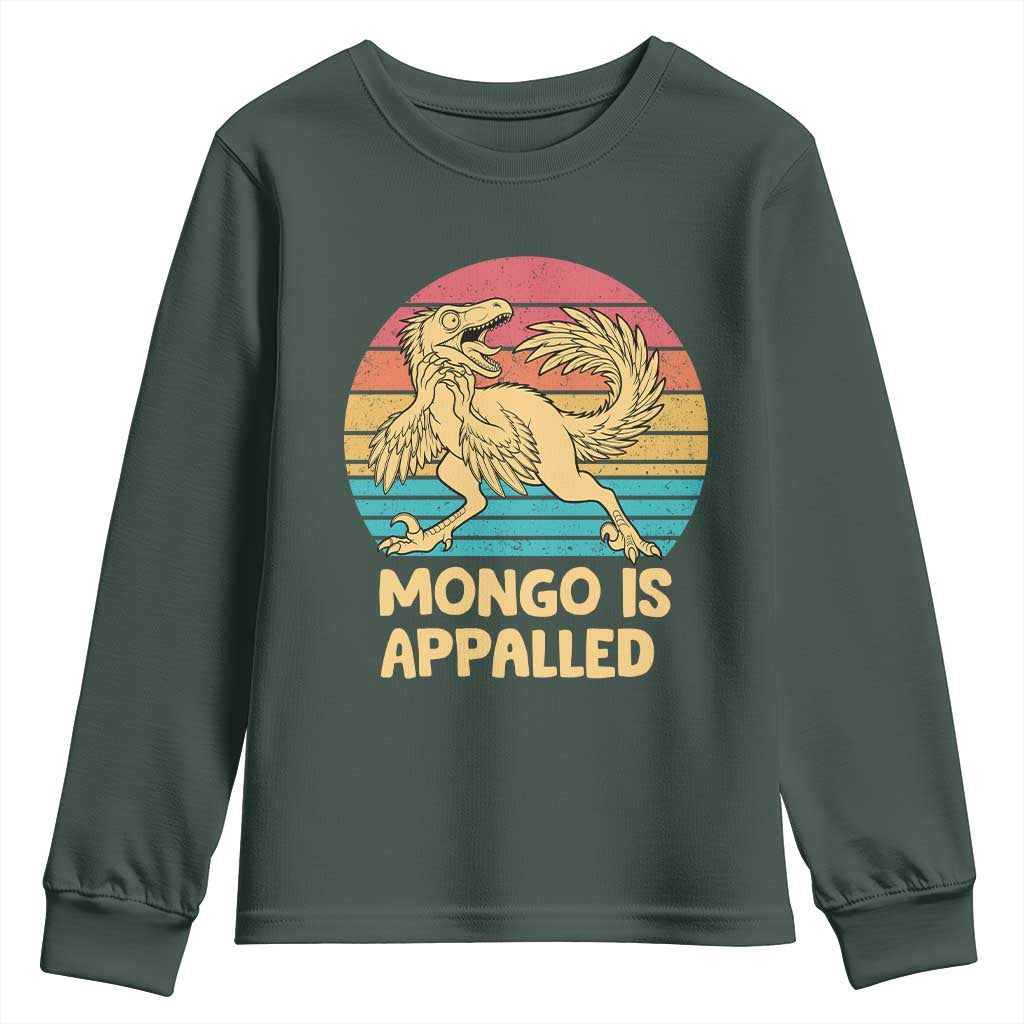 Mongo Is Appalled Youth Sweatshirt Funny Dinosaur Gamer Book Lover Retro Gift