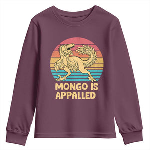 Mongo Is Appalled Youth Sweatshirt Funny Dinosaur Gamer Book Lover Retro Gift