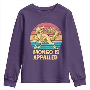 Mongo Is Appalled Youth Sweatshirt Funny Dinosaur Gamer Book Lover Retro Gift