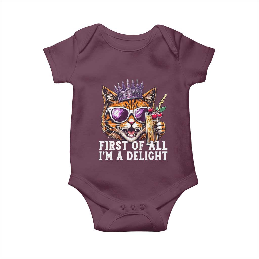 First Of All Im A Delight Princess Cat Quote Baby Onesie Sci-Fi Book Lover Gift TS12 Maroon Print Your Wear