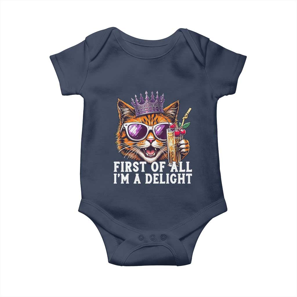 First Of All Im A Delight Princess Cat Quote Baby Onesie Sci-Fi Book Lover Gift TS12 Navy Print Your Wear