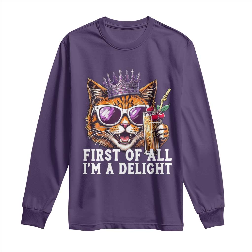 First Of All Im A Delight Princess Cat Quote Long Sleeve Shirt Sci-Fi Book Lover Gift TS12 Purple Print Your Wear