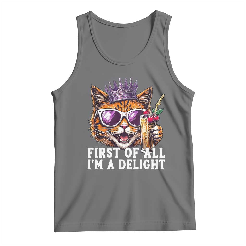 First Of All Im A Delight Princess Cat Quote Tank Top Sci-Fi Book Lover Gift TS12 Black Heather Print Your Wear