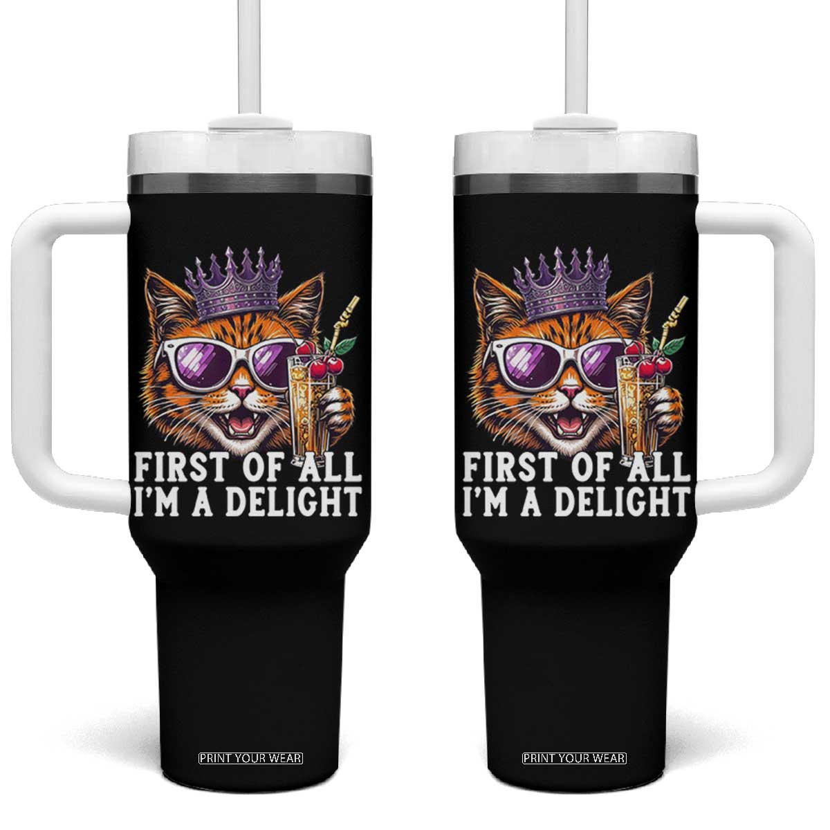 First Of All Im A Delight Princess Cat Quote Tumbler With Handle Sci-Fi Book Lover Gift TS12 One Size: 40 oz Black Print Your Wear