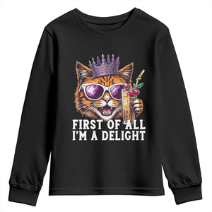 First Of All Im A Delight Princess Cat Quote Youth Sweatshirt Sci-Fi Book Lover Gift TS12 Black Print Your Wear