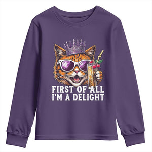 First Of All Im A Delight Princess Cat Quote Youth Sweatshirt Sci-Fi Book Lover Gift TS12 Purple Print Your Wear