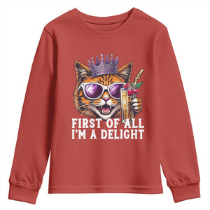 First Of All Im A Delight Princess Cat Quote Youth Sweatshirt Sci-Fi Book Lover Gift TS12 Red Print Your Wear