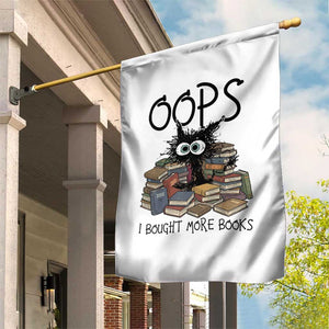 Funny Black Cat Bookworm Gift Garden Flag Oops I Bought More Books