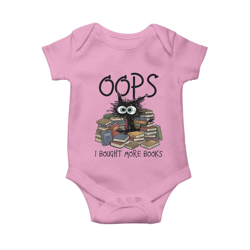 Funny Black Cat Bookworm Gift Baby Onesie Oops I Bought More Books