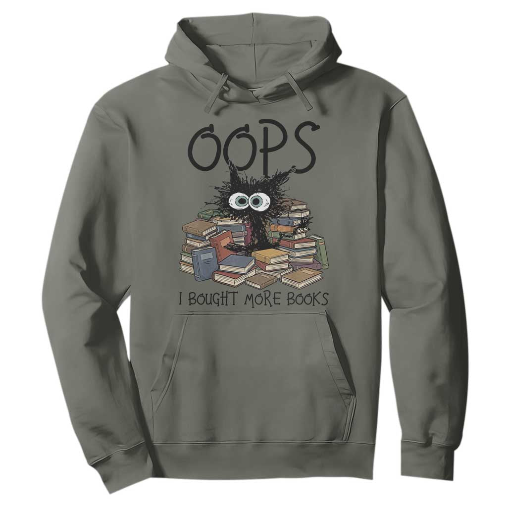 Funny Black Cat Bookworm Gift Hoodie Oops I Bought More Books