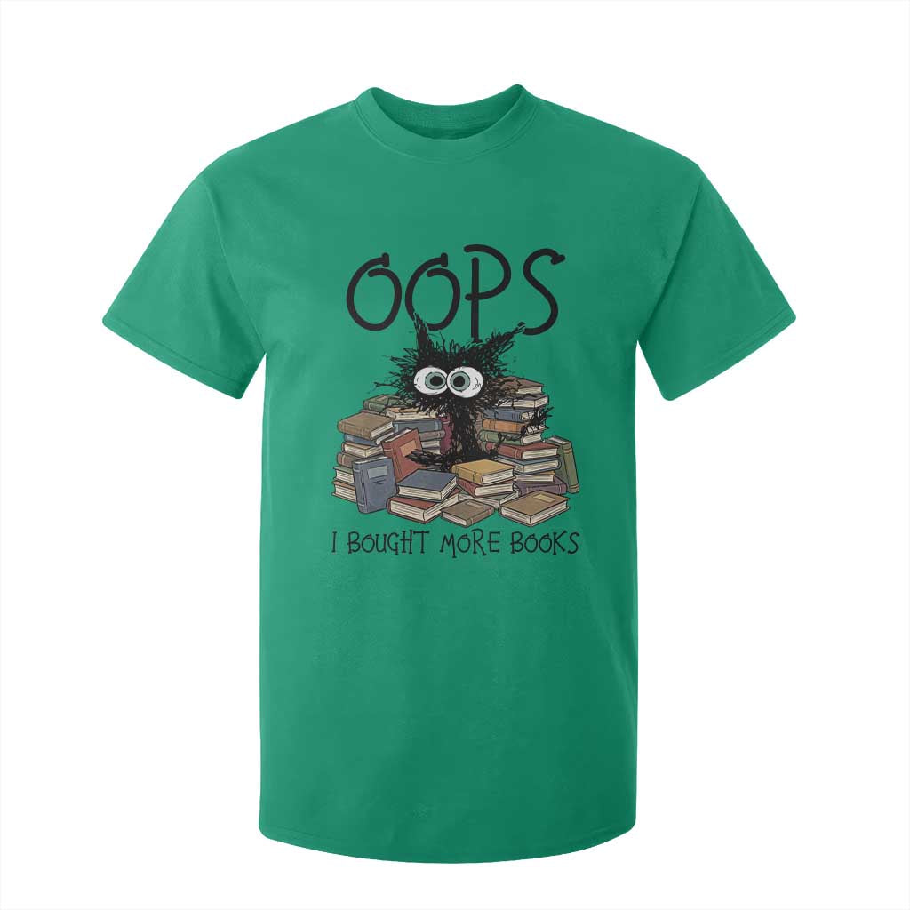 Funny Black Cat Bookworm Gift T Shirt For Kid Oops I Bought More Books