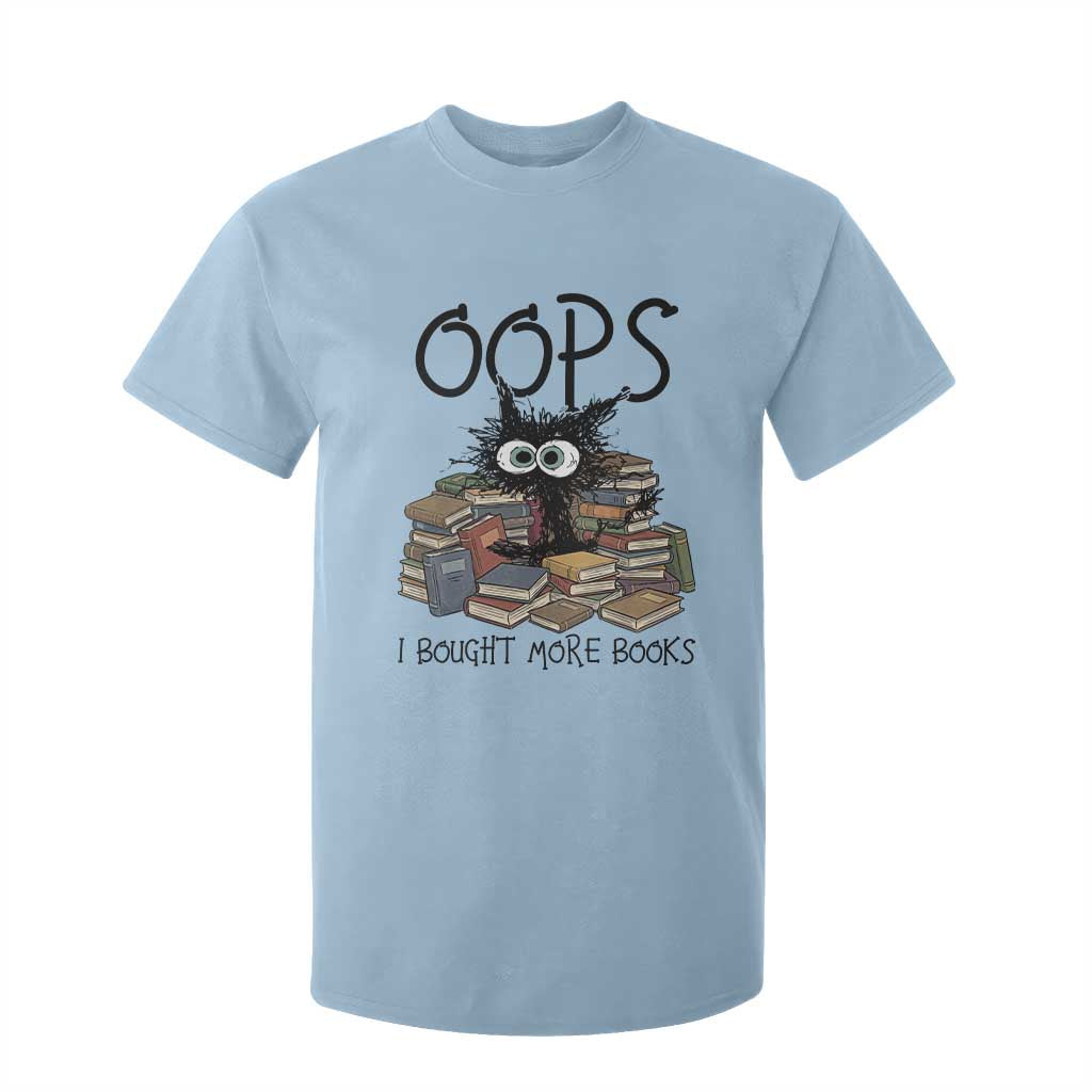 Funny Black Cat Bookworm Gift T Shirt For Kid Oops I Bought More Books