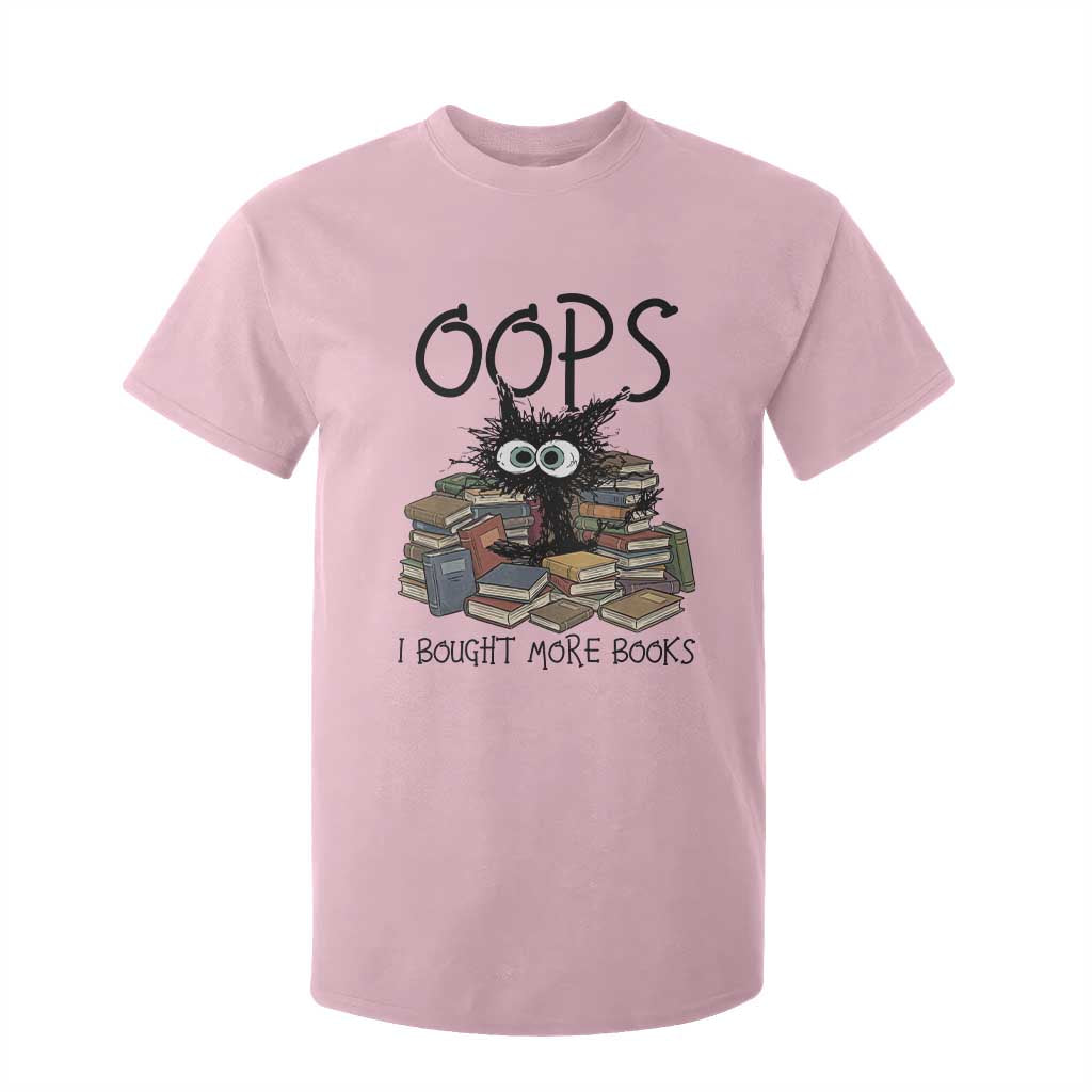 Funny Black Cat Bookworm Gift T Shirt For Kid Oops I Bought More Books